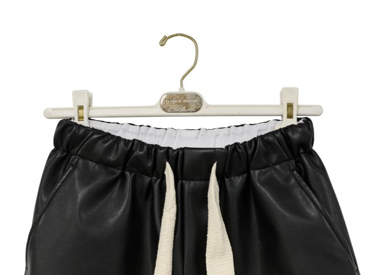 Paper Moon - Korean Women Fashion - #womensfashion - drawstring leather wide culottes trousers  - 7
