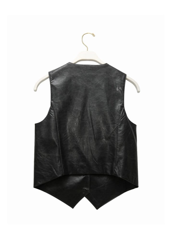Paper Moon - Korean Women Fashion - #womensfashion - vegan washed leather button down vest - 6