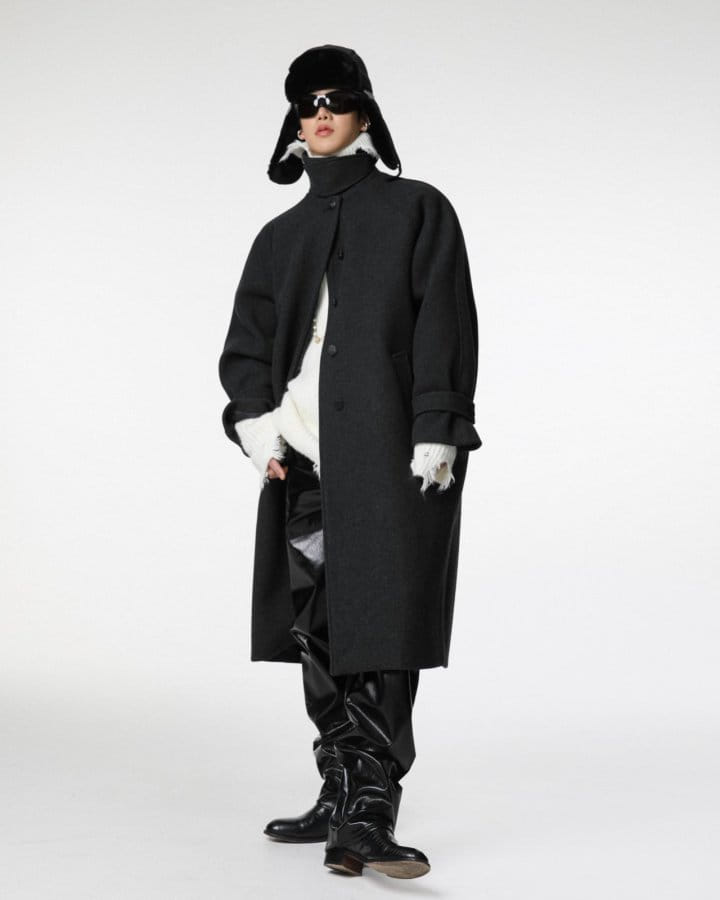 Paper Moon - Korean Women Fashion - #womensfashion - wool oversized high neck collar balmacaan coat - 2
