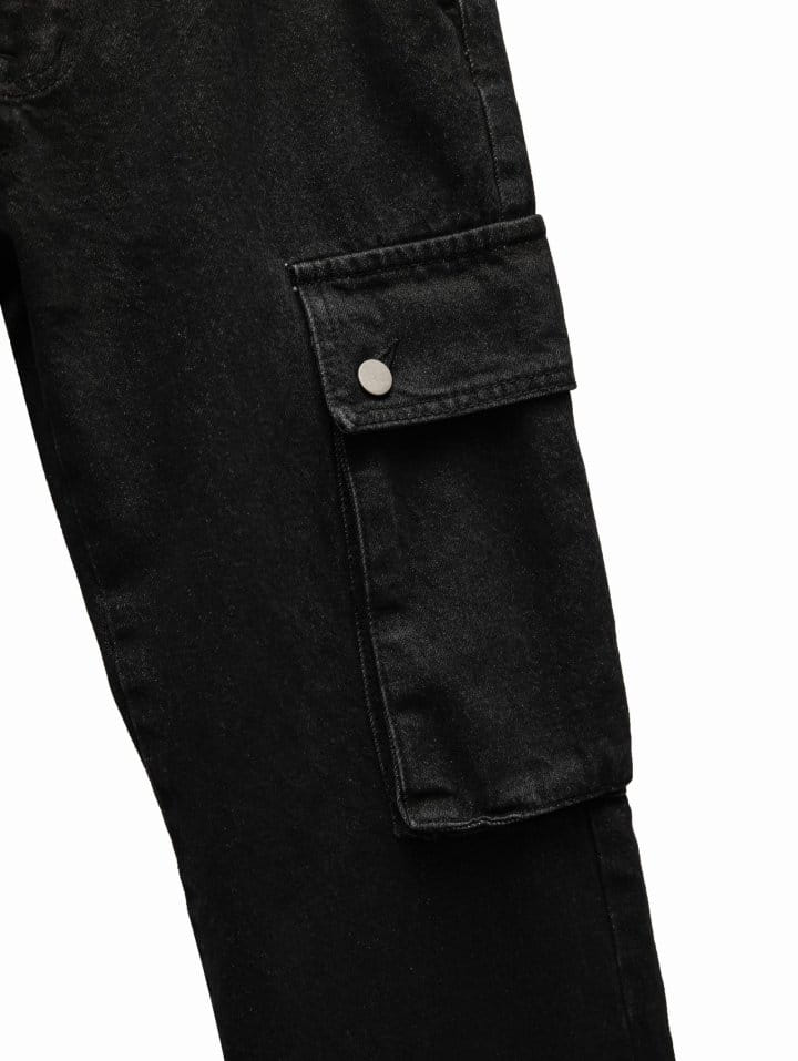 Paper Moon - Korean Women Fashion - #womensfashion - washed black denim low ~ rise pocket cargo jeans - 10