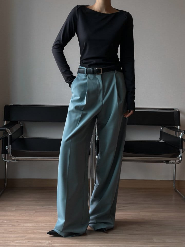 Paper Moon - Korean Women Fashion - #womensfashion - high waist one pleated wide trousers