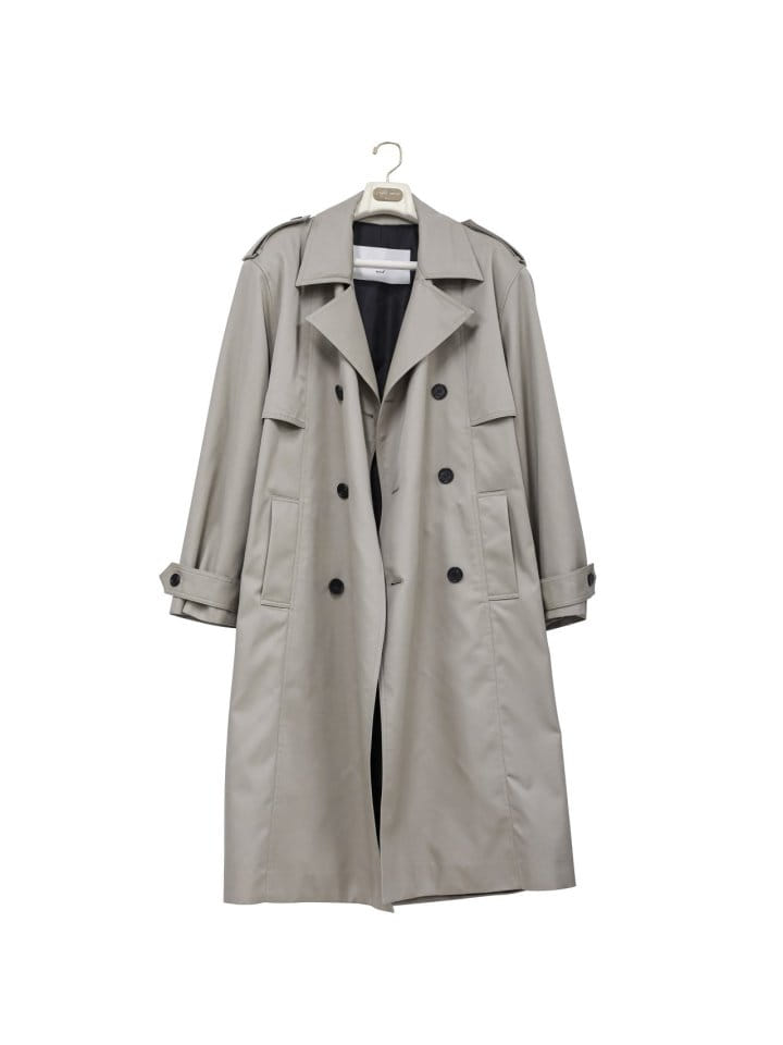 Paper Moon - Korean Women Fashion - #womensfashion - padded detail oversized double breasted trench coat - 5