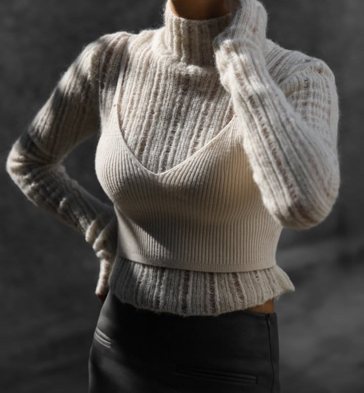 Paper Moon - Korean Women Fashion - #momslook - baby alpaca blend sheer mockneck knit top - 4