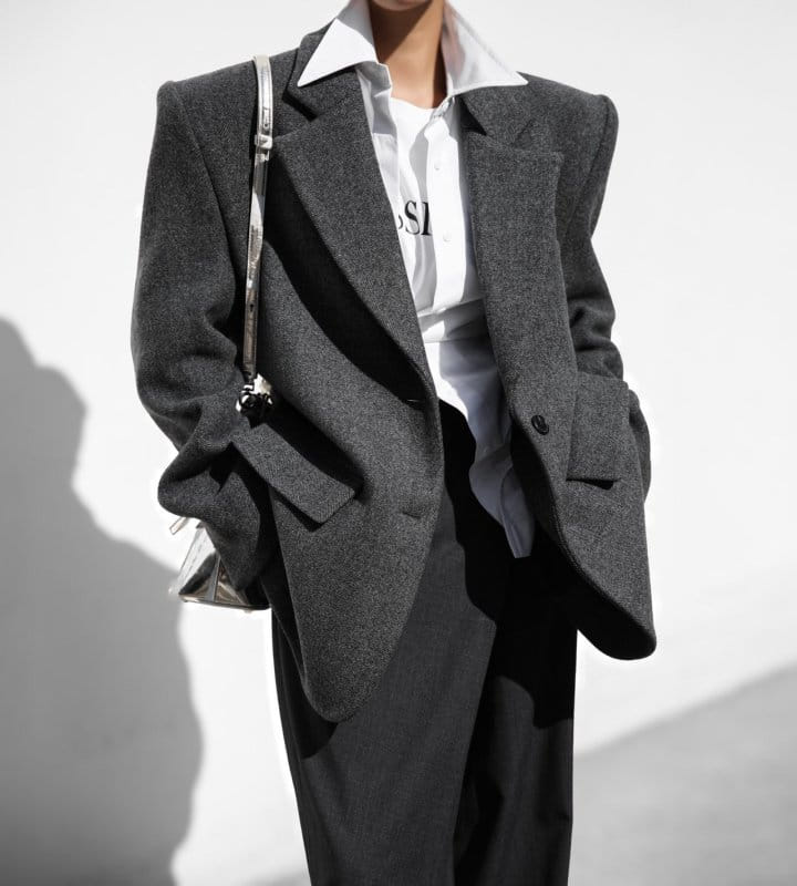 Paper Moon - Korean Women Fashion - #womensfashion - LUX herringbone wool oversized blazer - 2