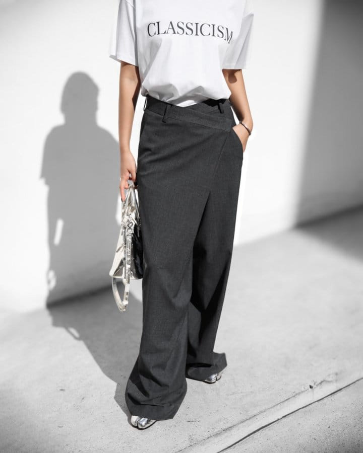 Paper Moon - Korean Women Fashion - #womensfashion - asymmetry pin tuck wide maxi trousers