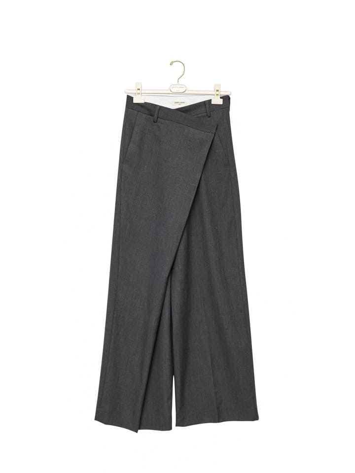 Paper Moon - Korean Women Fashion - #womensfashion - asymmetry pin tuck wide maxi trousers - 5