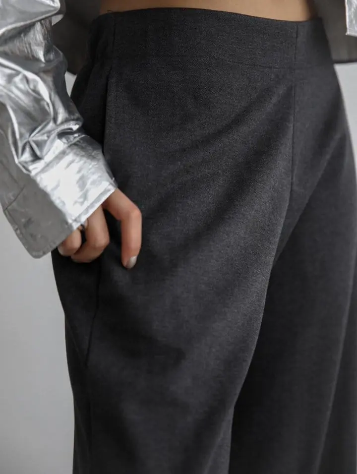 Paper Moon - Korean Women Fashion - #womensfashion - Herringbone Fabric Banded Wide Pants - 3