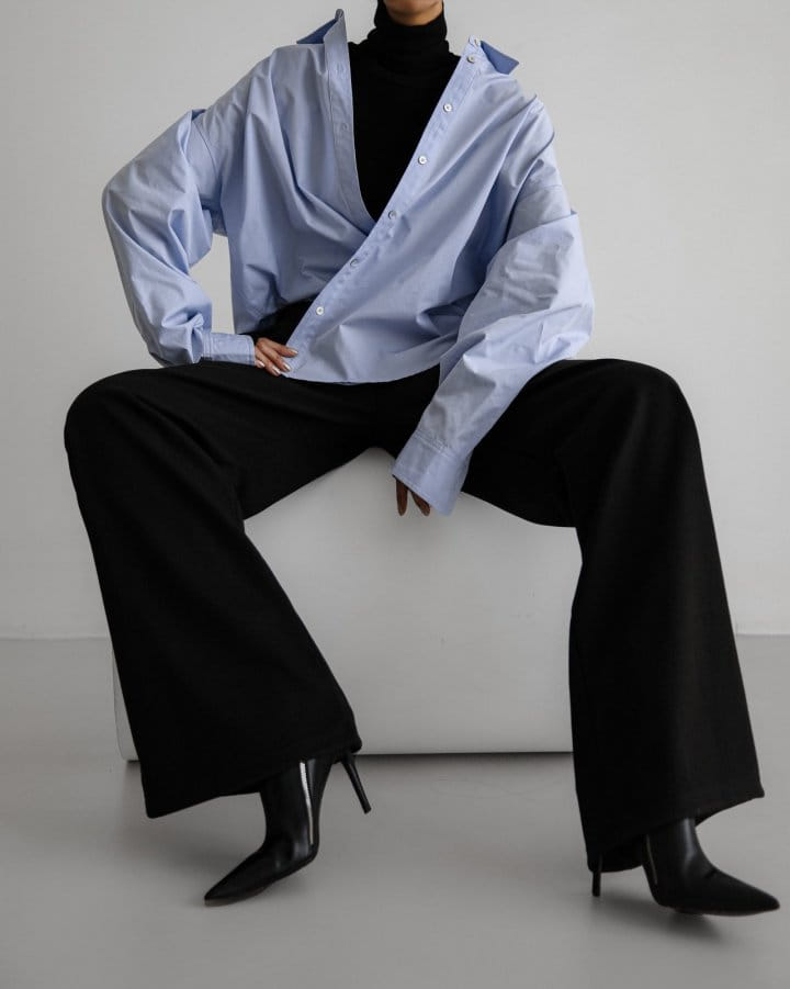 Paper Moon - Korean Women Fashion - #womensfashion - Swing Collar Button Down Shirt 