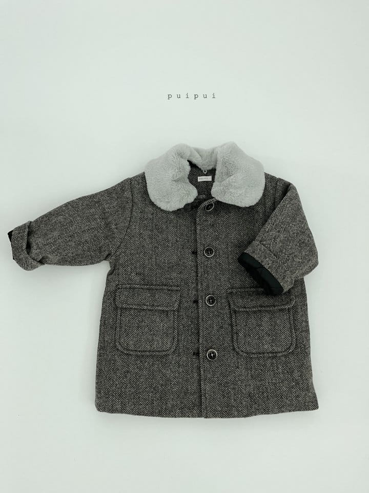 Puipui - Korean Children Fashion - #littlefashionista - Wool Herringbone Coat - 7