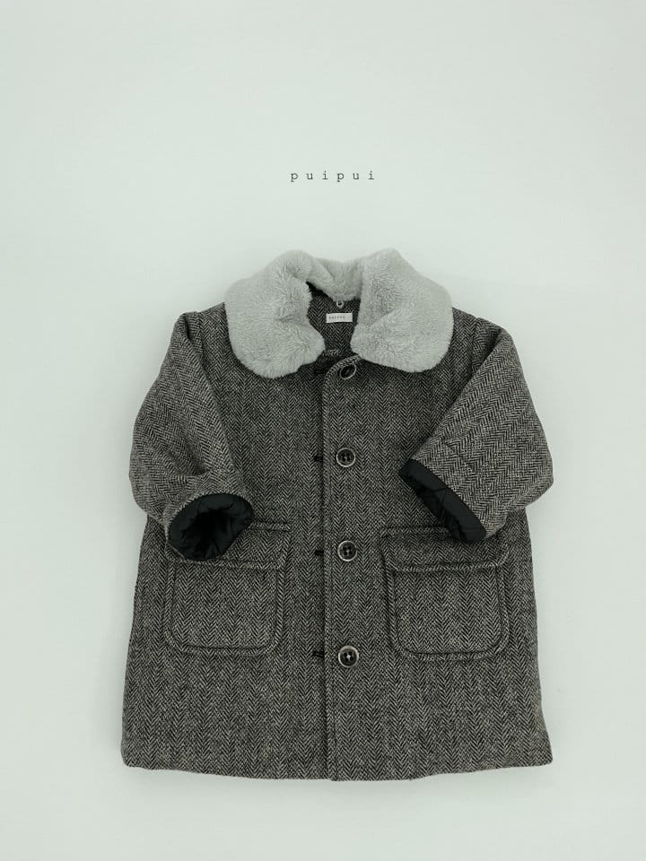 Puipui - Korean Children Fashion - #minifashionista - Wool Herringbone Coat - 9