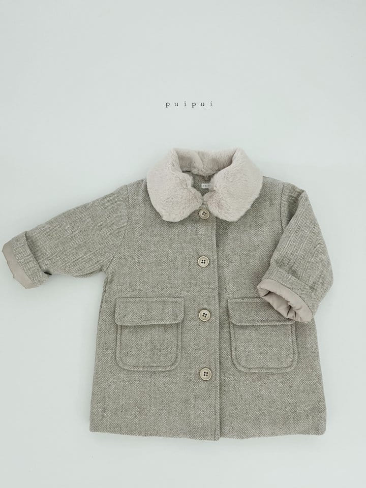 Puipui - Korean Children Fashion - #prettylittlegirls - Wool Herringbone Coat - 10