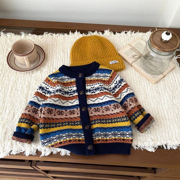 Reve Kid - Korean Baby Fashion - #babyootd - Bebe Pattern Cardigan