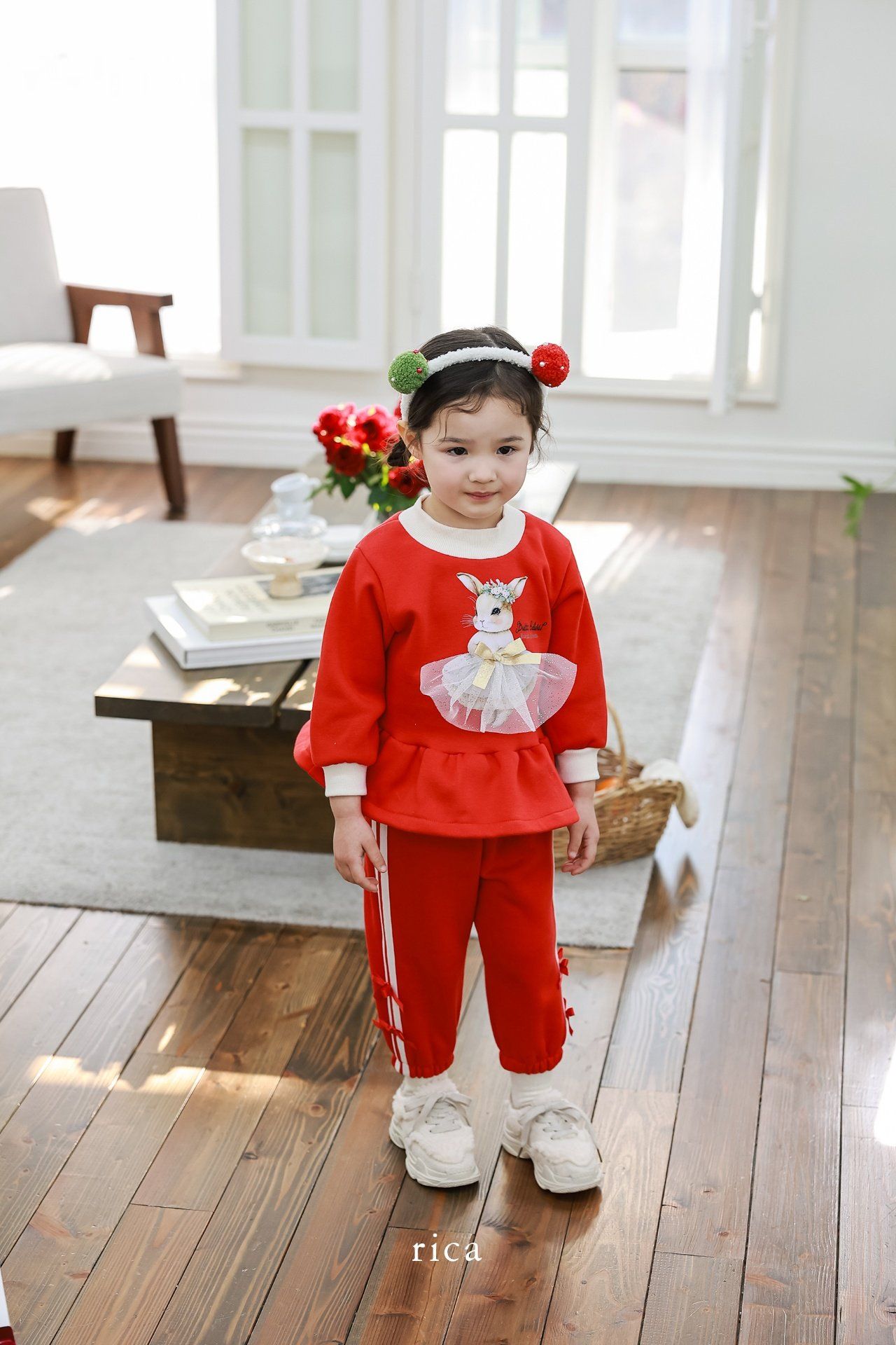 Rica - Korean Children Fashion - #Kfashion4kids - Dress Rabbit Top Bottom Set