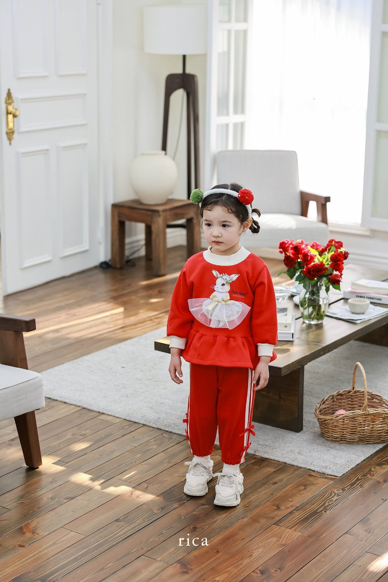 Rica - Korean Children Fashion - #littlefashionista - Dress Rabbit Top Bottom Set - 2