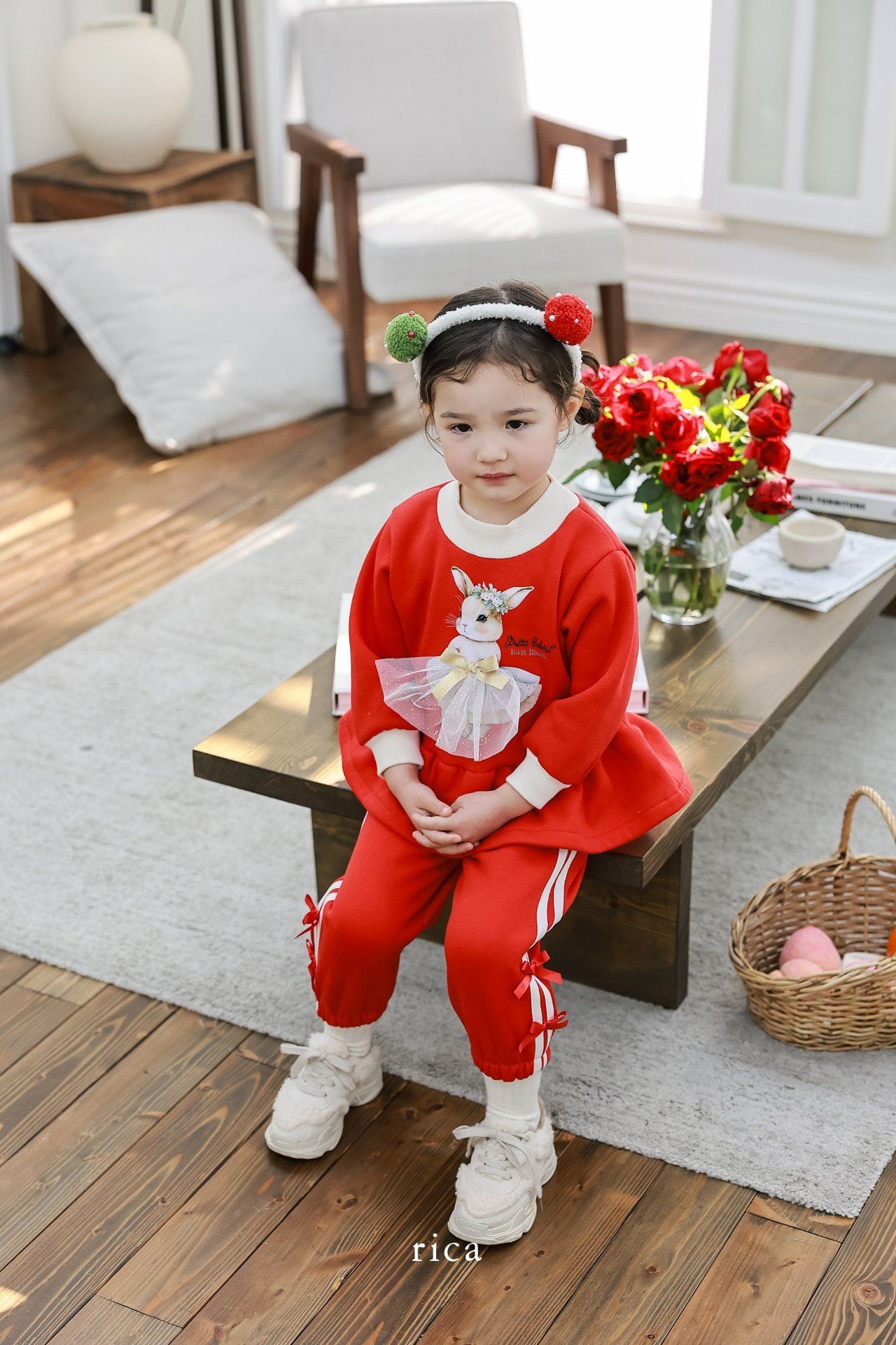 Rica - Korean Children Fashion - #prettylittlegirls - Dress Rabbit Top Bottom Set - 5