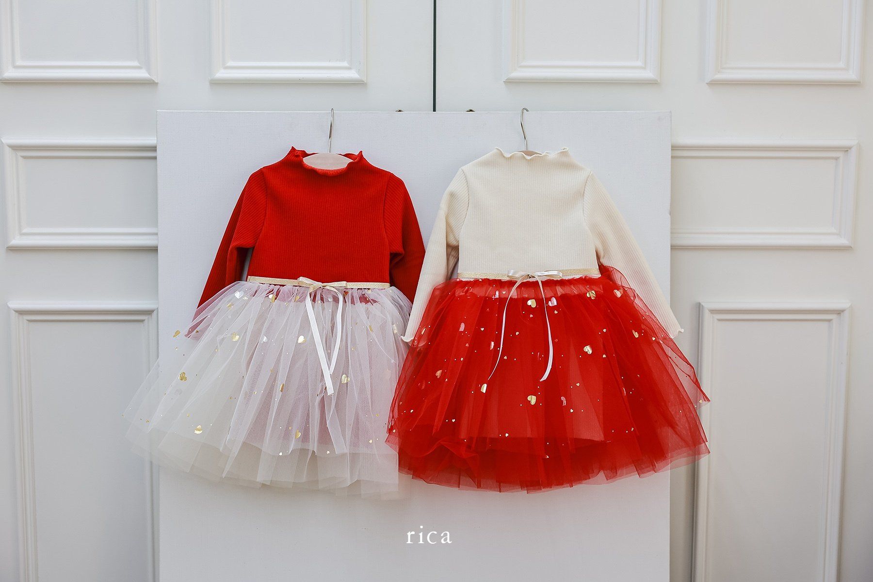 Rica - Korean Children Fashion - #stylishchildhood - Gold Heart Sha One-Piece - 6