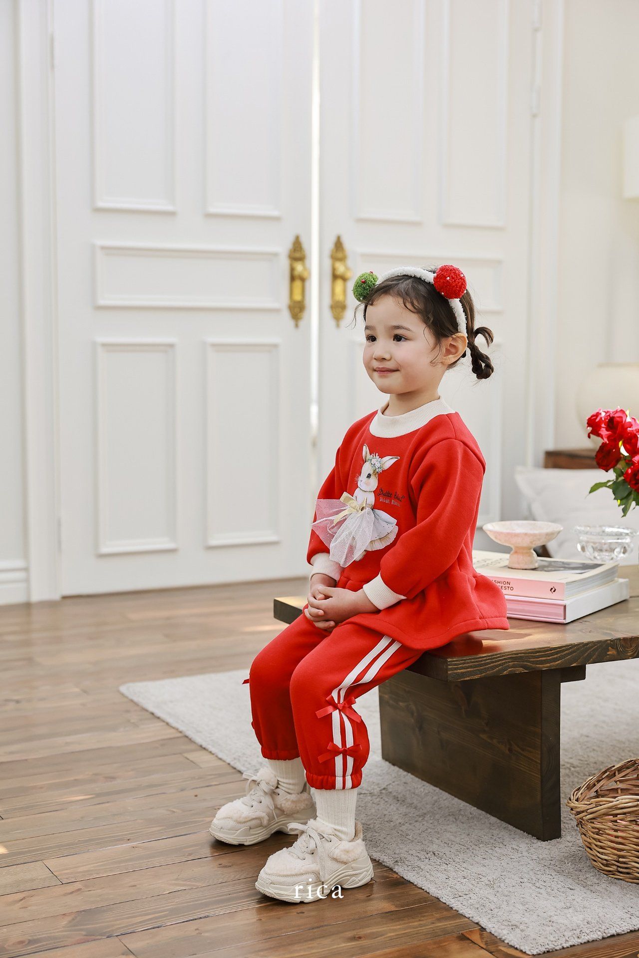 Rica - Korean Children Fashion - #toddlerclothing - Dress Rabbit Top Bottom Set - 7