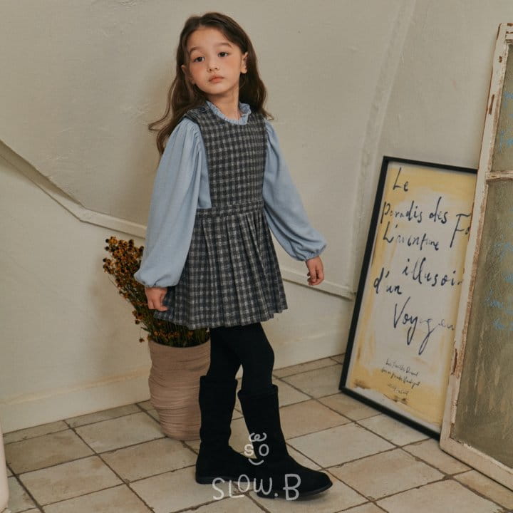 Slow B - Korean Children Fashion - #magicofchildhood - Check Wrinkle One-piece