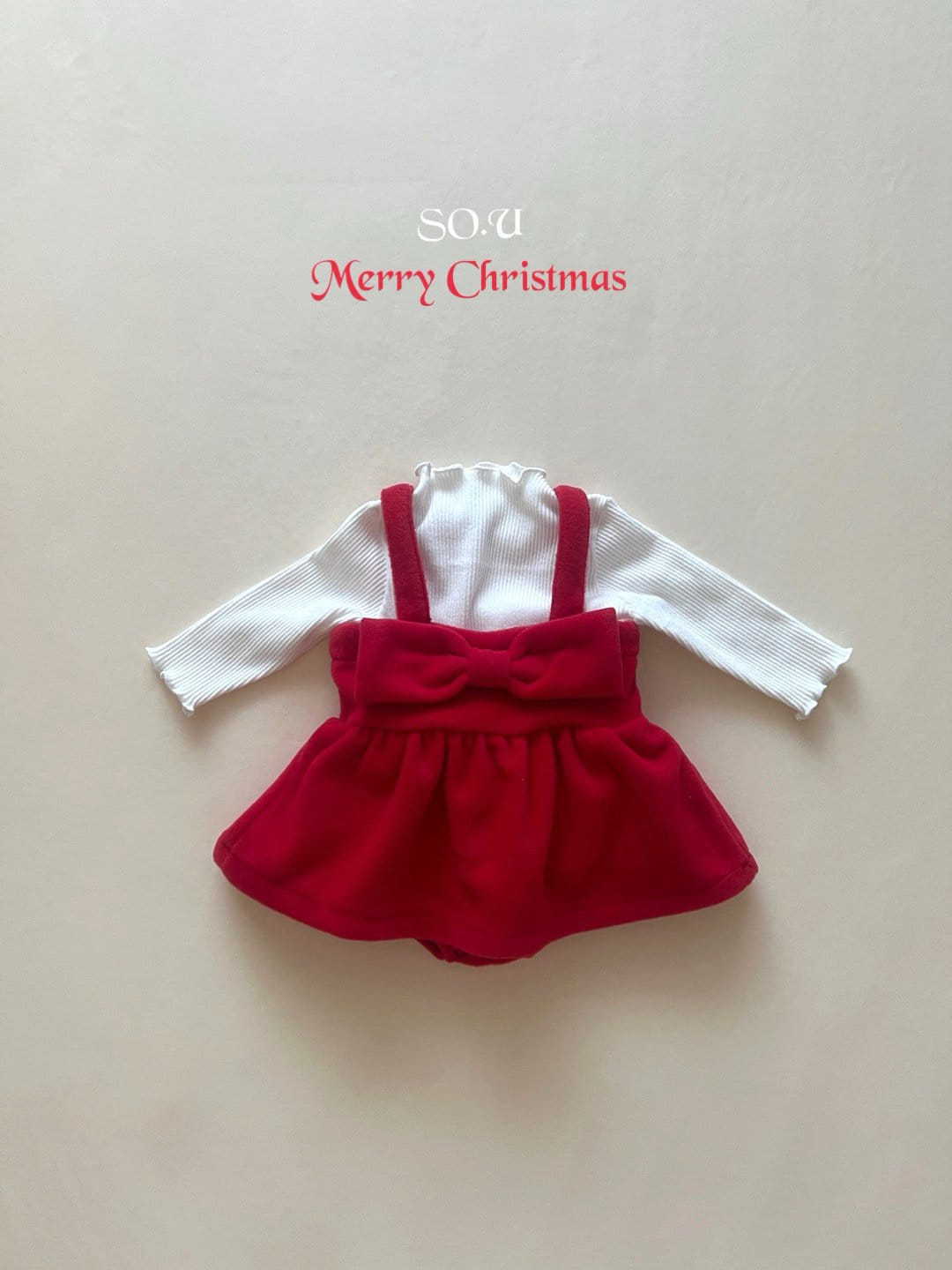 So U - Korean Baby Fashion - #babygirlfashion - Christmas Big Ribbon Body Suit - 2