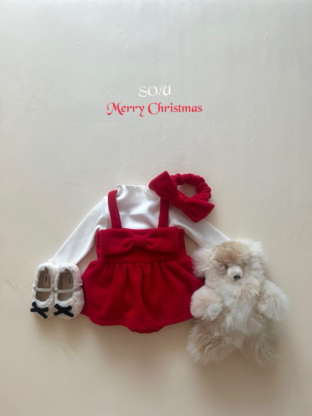 So U - Korean Baby Fashion - #babylifestyle - Christmas Big Ribbon Body Suit - 4