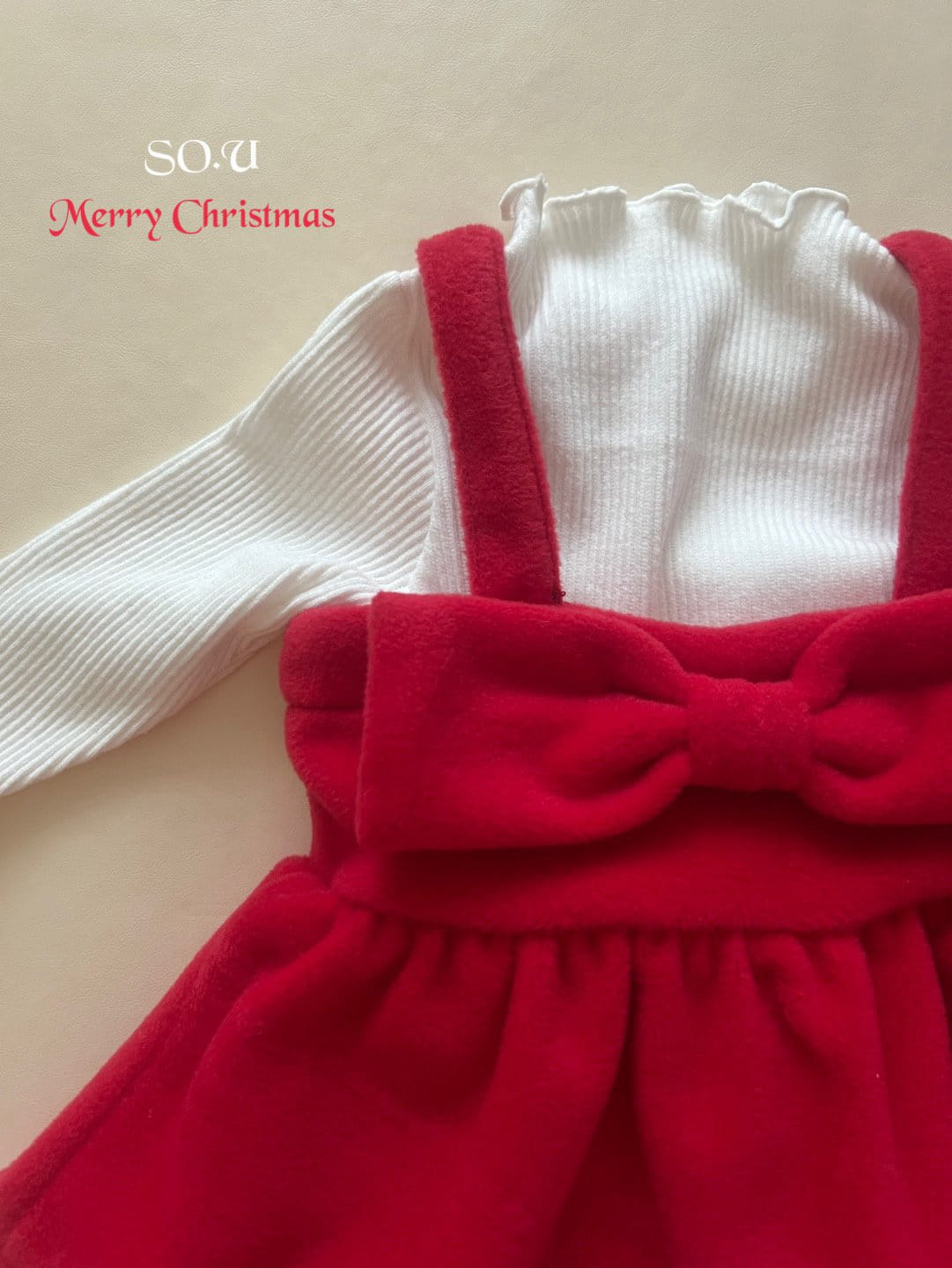 So U - Korean Baby Fashion - #babyoutfit - Christmas Big Ribbon Body Suit - 6