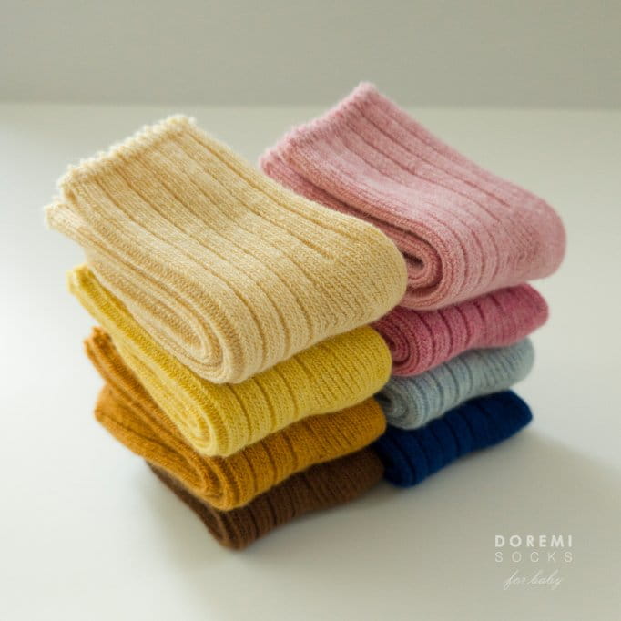 Teamand - Korean Children Fashion - #Kfashion4kids - Rib Wool Blue Socks Set - 5