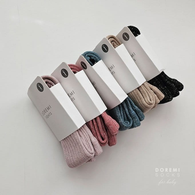 Teamand - Korean Children Fashion - #fashionkids - Glitter TightsGold Black Socks - 6