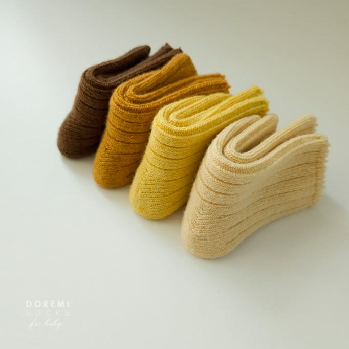 Teamand - Korean Children Fashion - #discoveringself - Rib Wool Mustard Socks Set - 4