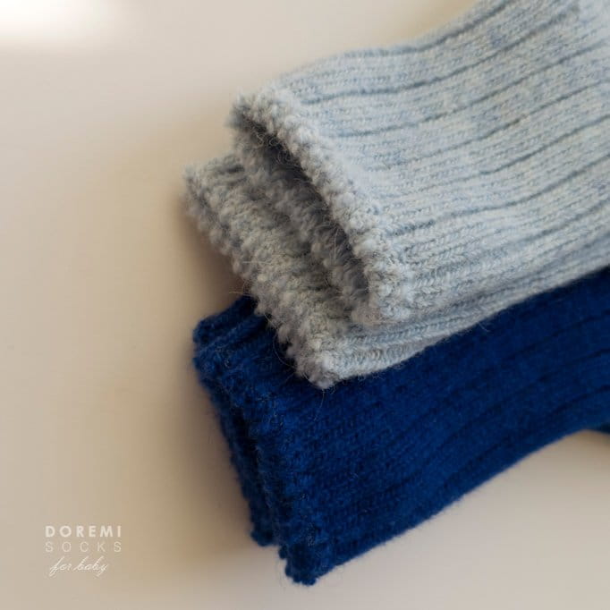 Teamand - Korean Children Fashion - #fashionkids - Rib Wool Blue Socks Set