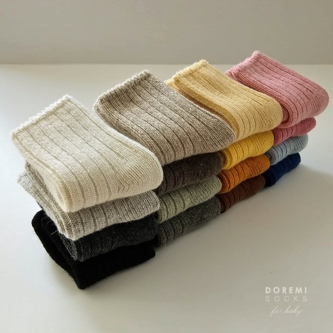 Teamand - Korean Children Fashion - #kidzfashiontrend - Rib Wool Oatmeal Socks Set - 6