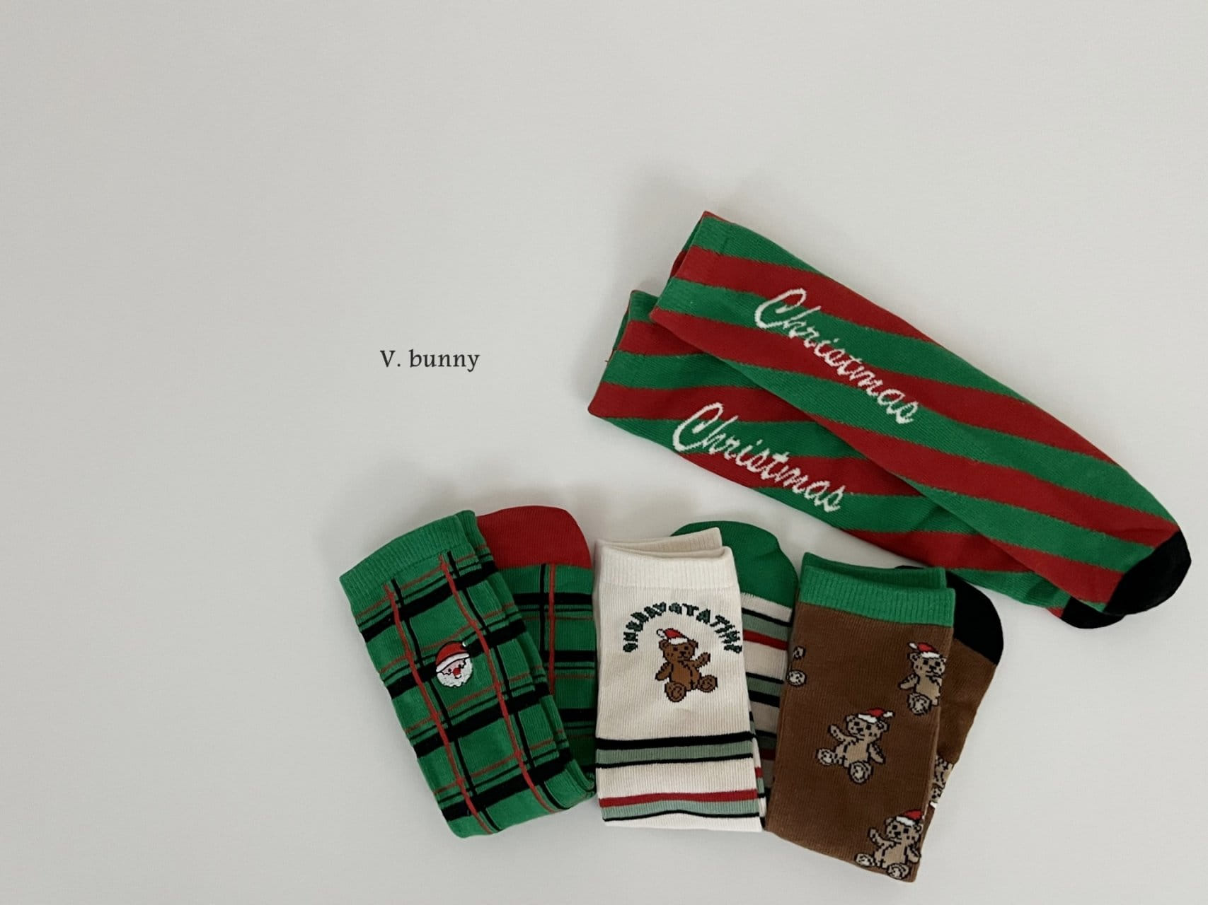V Bunny - Korean Children Fashion - #childrensboutique - Christmas Check Sants Socks - 2