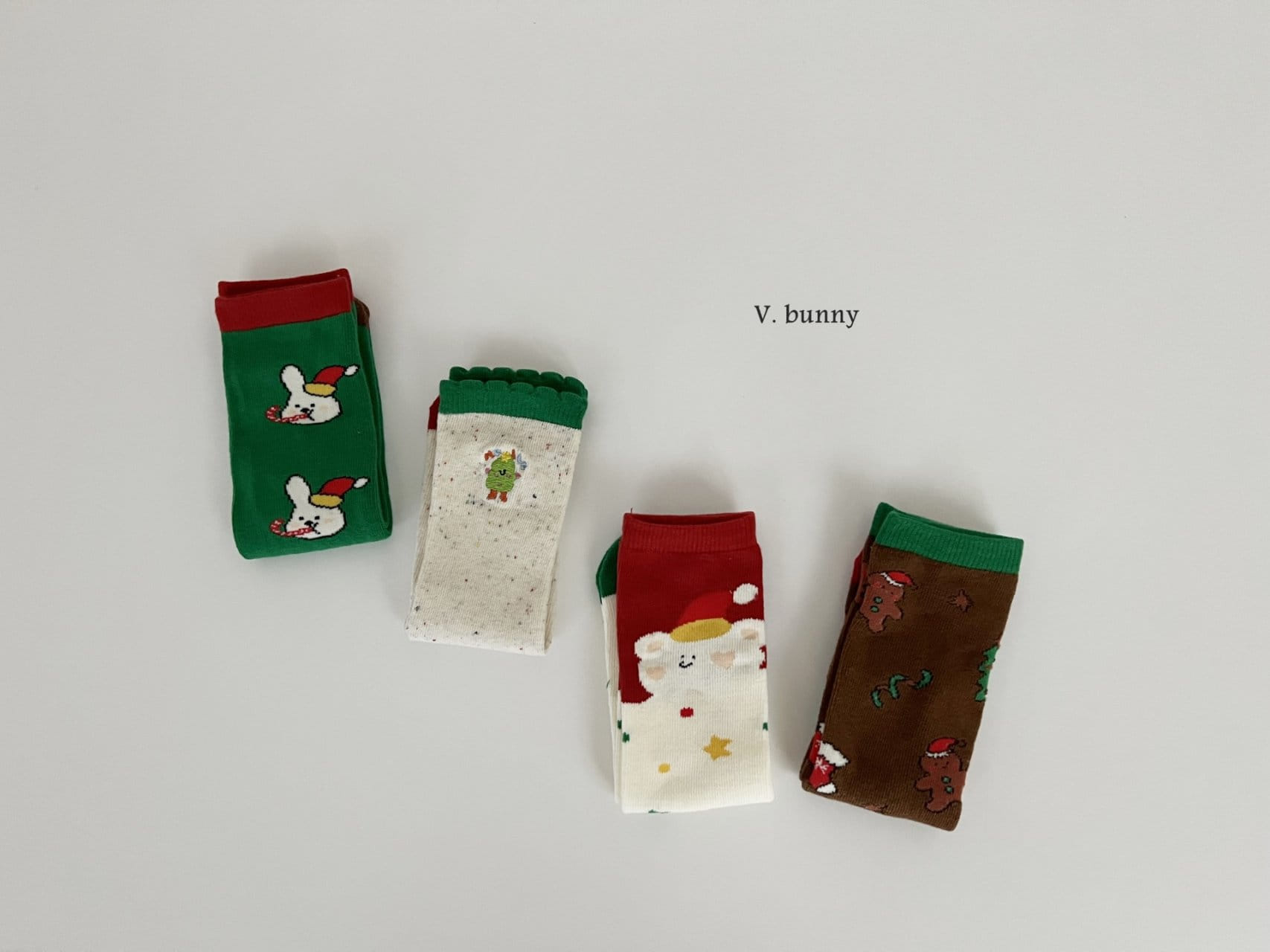 V Bunny - Korean Children Fashion - #designkidswear - Christmas Cone Bear Socks - 2