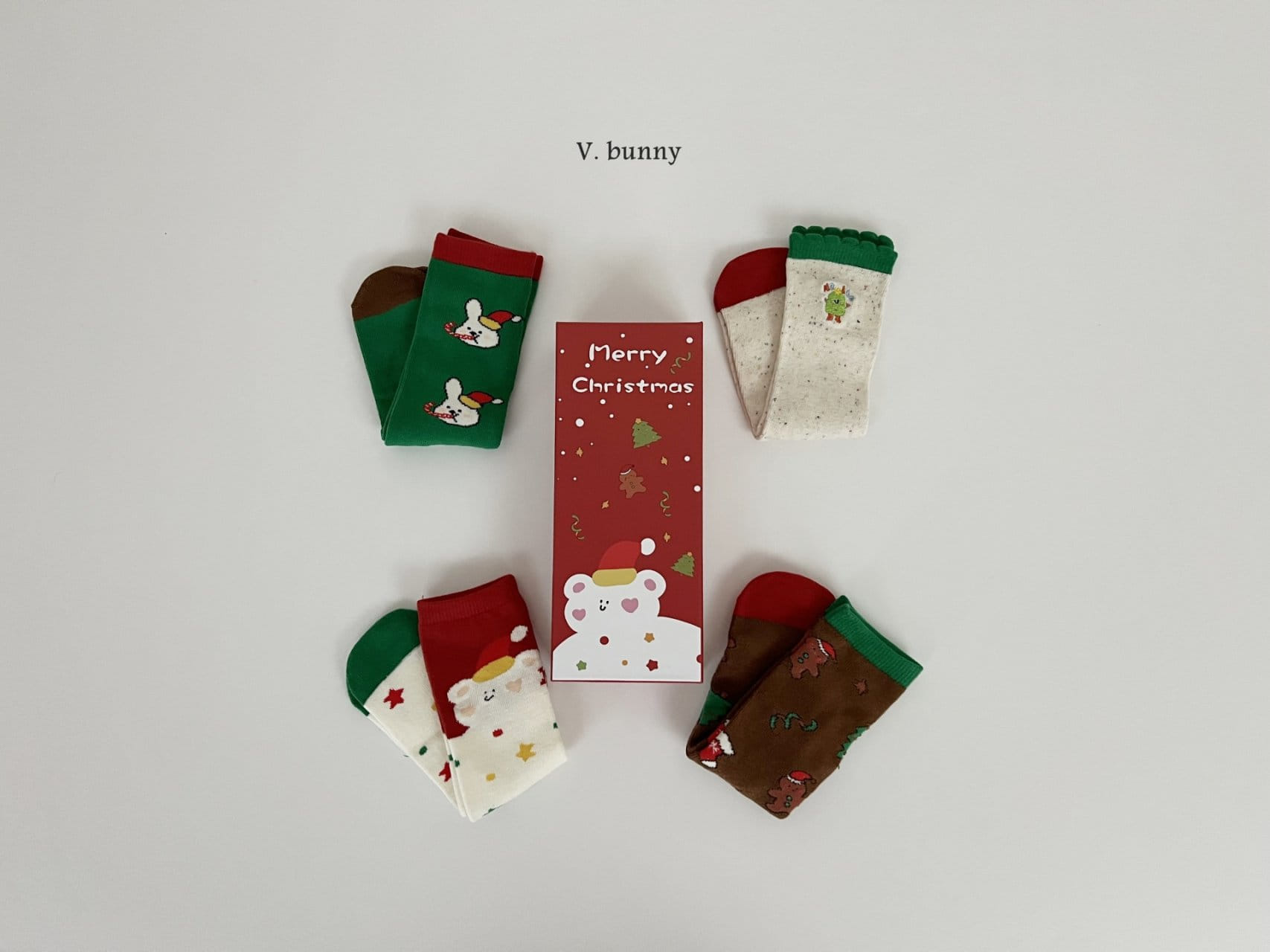 V Bunny - Korean Children Fashion - #discoveringself - Christmas Cone Bear Socks - 3