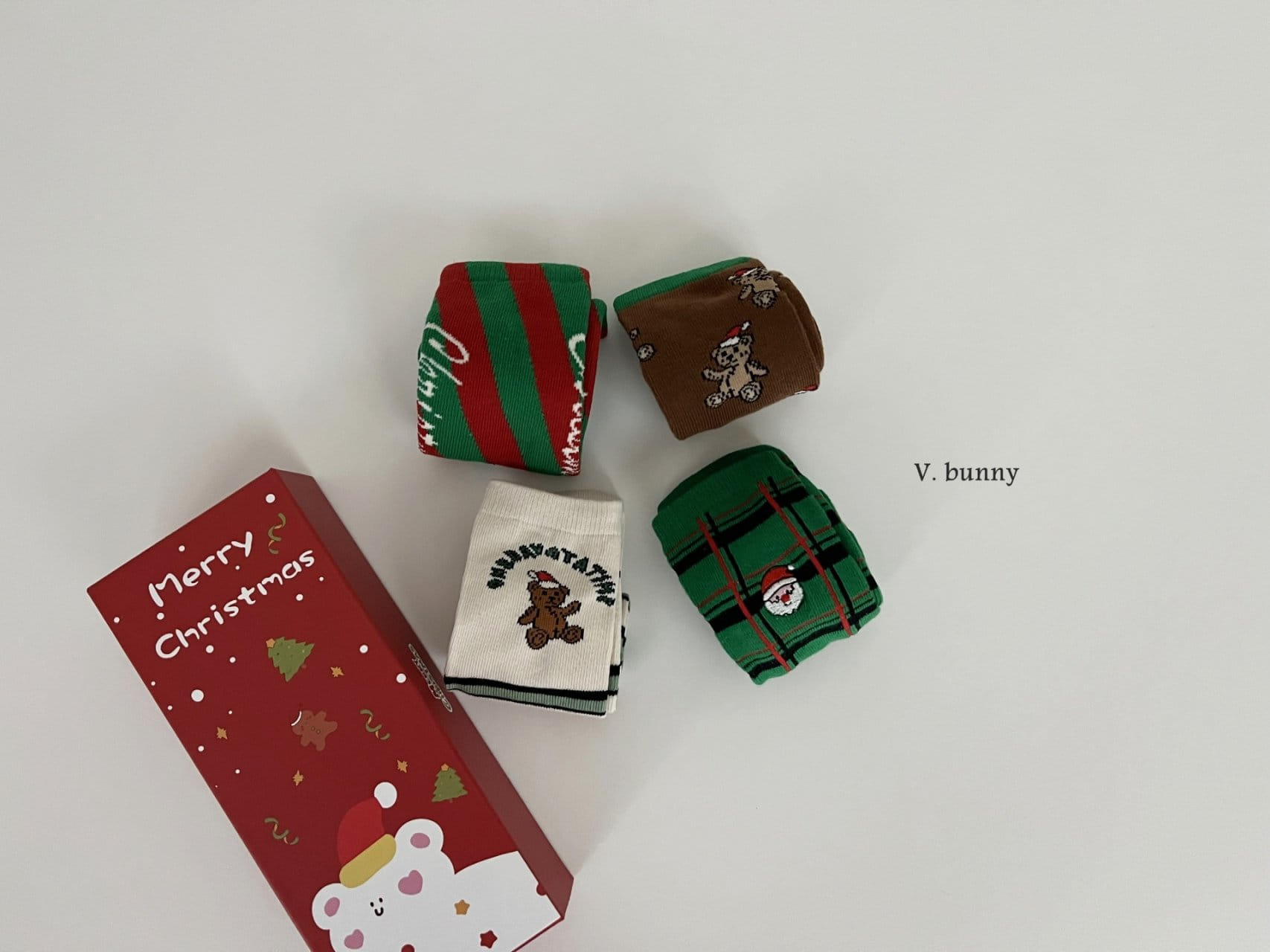V Bunny - Korean Children Fashion - #kidsstore - Christmas Check Sants Socks - 7