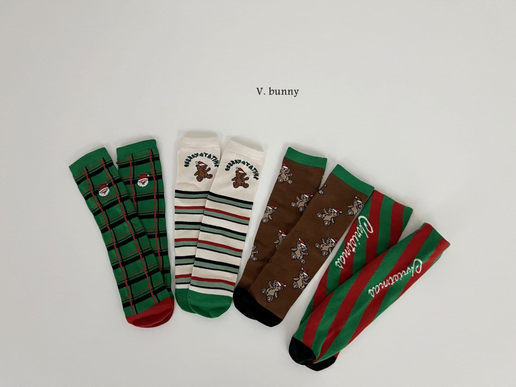 V Bunny - Korean Children Fashion - #littlefashionista - Christmas Check Sants Socks - 10