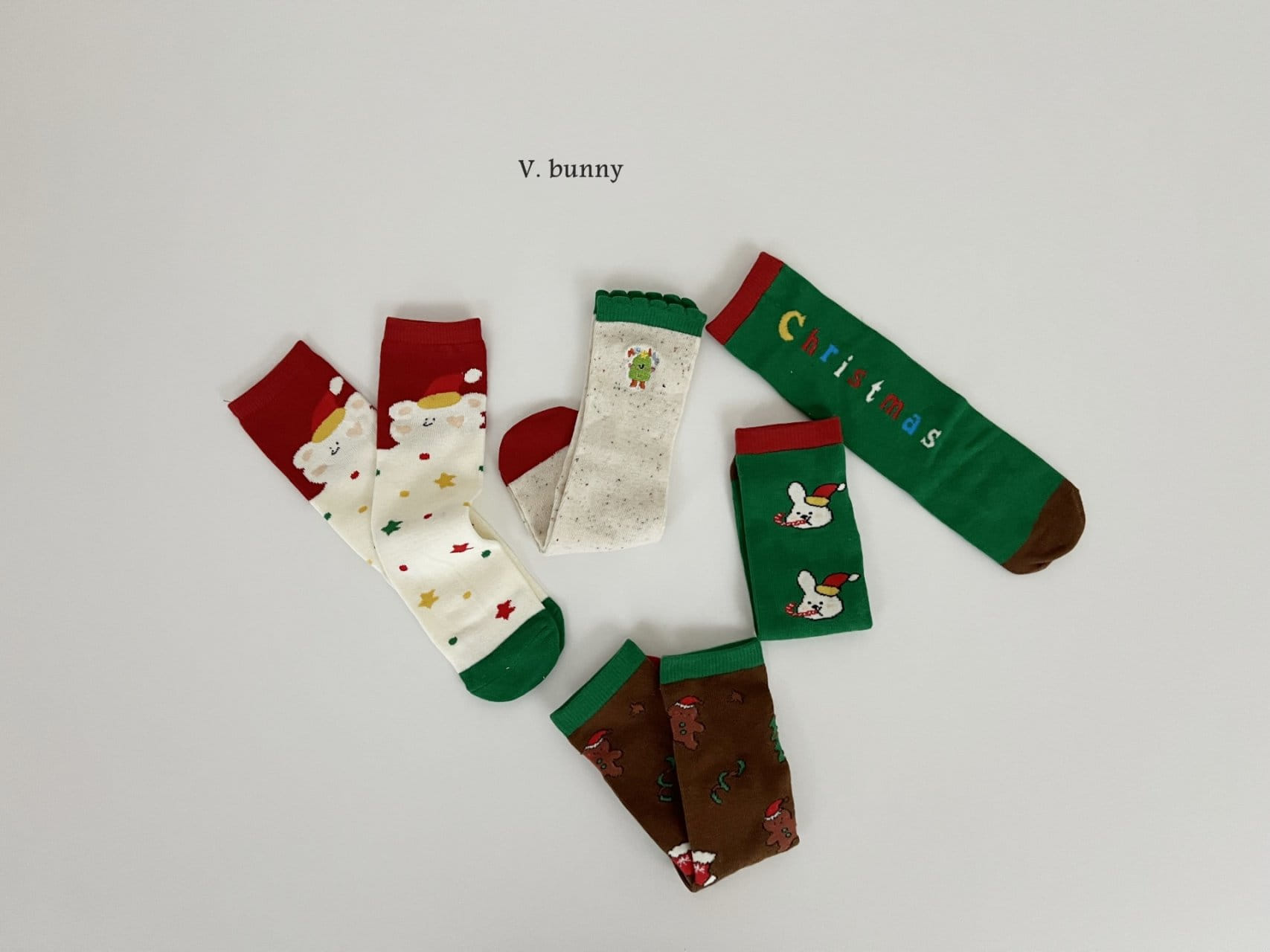 V Bunny - Korean Children Fashion - #littlefashionista - Christmas Cone Bear Socks - 9
