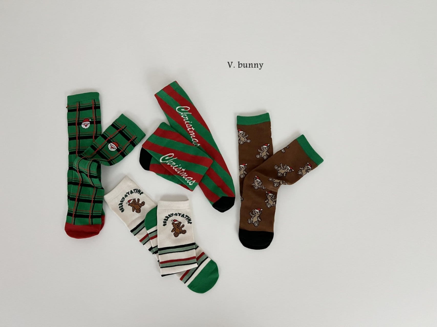 V Bunny - Korean Children Fashion - #magicofchildhood - Christmas Check Sants Socks - 11