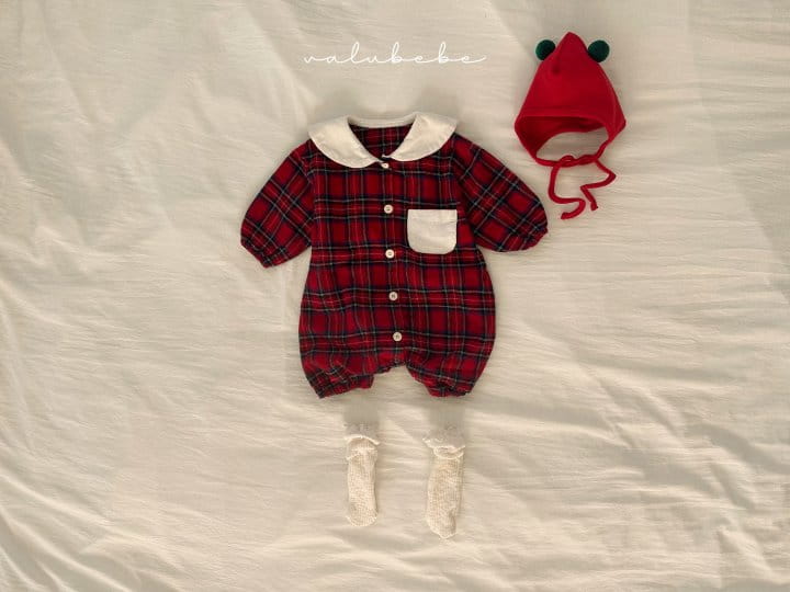 Valu Bebe - Korean Baby Fashion - #onlinebabyboutique - Happy Christmas Check Bodysuit - 10