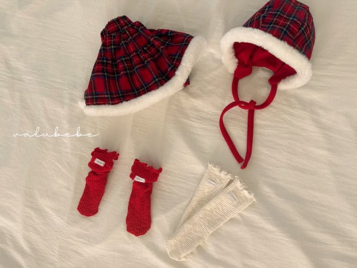 Valu Bebe - Korean Baby Fashion - #onlinebabyboutique - Fluffy Triming Check Bonnet - 8