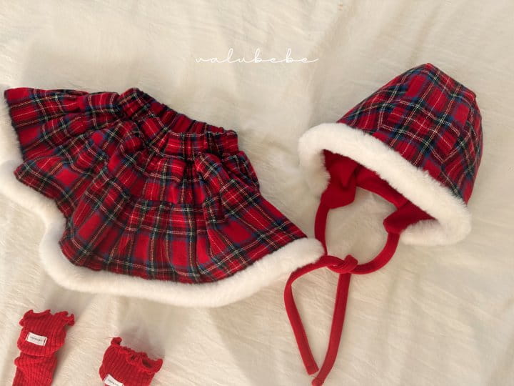 Valu Bebe - Korean Baby Fashion - #onlinebabyshop - Fluffy Triming Check Bonnet - 9