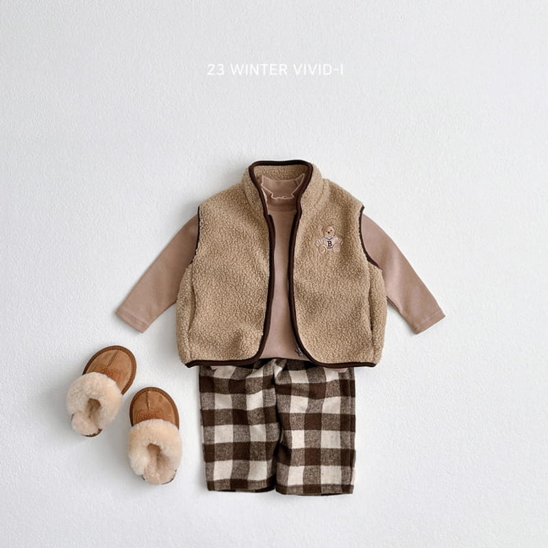Vivid I - Korean Children Fashion - #littlefashionista - Bear Check Pants - 2