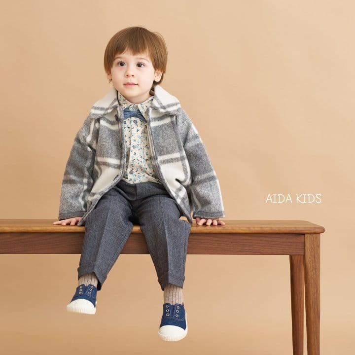 Aida - Korean Children Fashion - #minifashionista - Check W Coat - 2