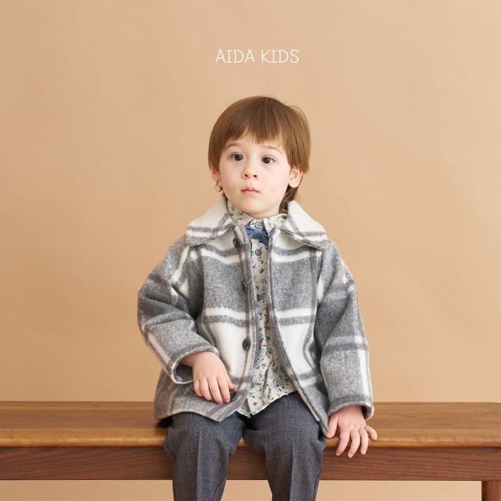 Aida - Korean Children Fashion - #stylishchildhood - Check W Coat - 6