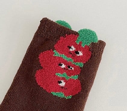 Ante j - Korean Children Fashion - #Kfashion4kids - Fleece 580 Tomato Socks - 5