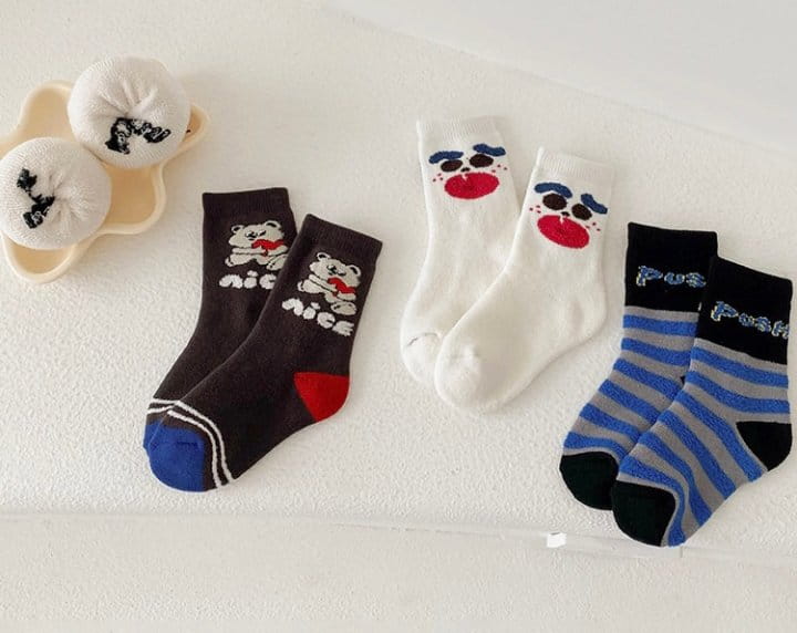 Ante j - Korean Children Fashion - #discoveringself - Fleece 575 Nice Bear Socks - 2