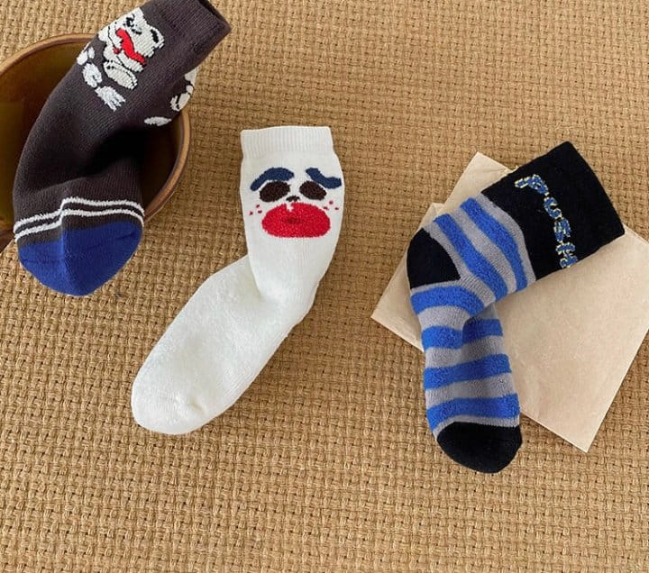Ante j - Korean Children Fashion - #fashionkids - Fleece 575 Nice Bear Socks - 3