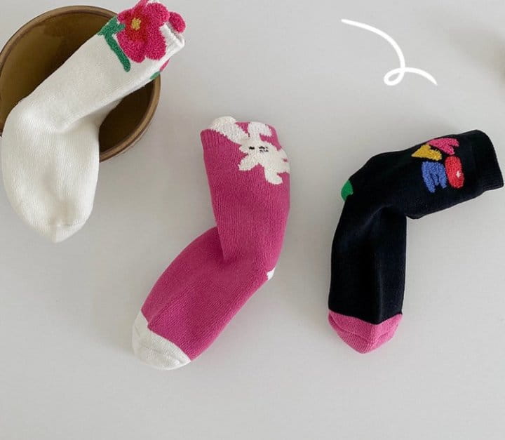 Ante j - Korean Children Fashion - #kidsshorts - Fleece 581 Bunny Love Socks