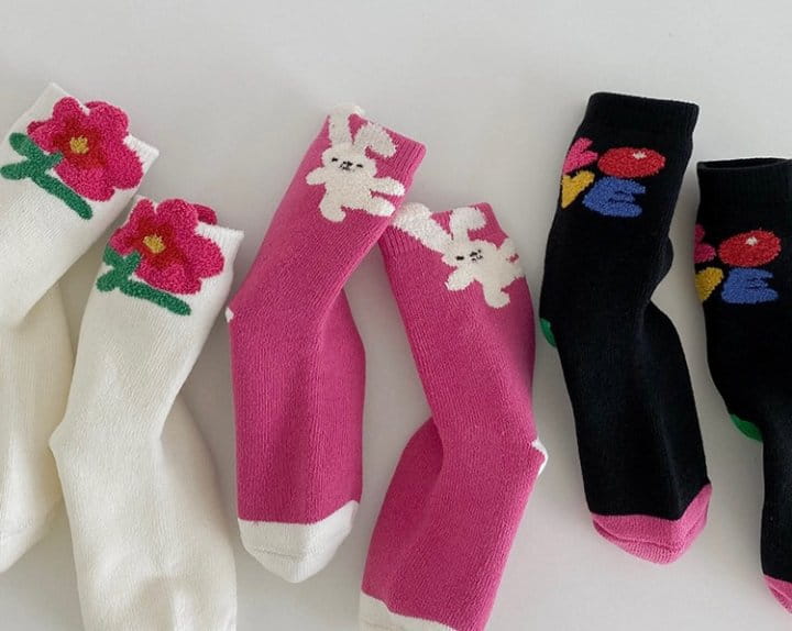 Ante j - Korean Children Fashion - #kidsstore - Fleece 581 Bunny Love Socks - 2