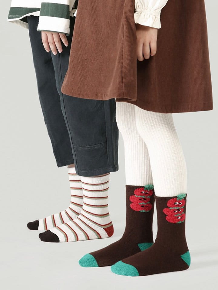 Ante j - Korean Children Fashion - #minifashionista - Fleece 580 Tomato Socks - 8