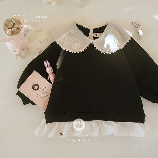 Arim Closet - Korean Baby Fashion - #babyboutiqueclothing - Cute Big Collar Frill C Sweatshirt - 3